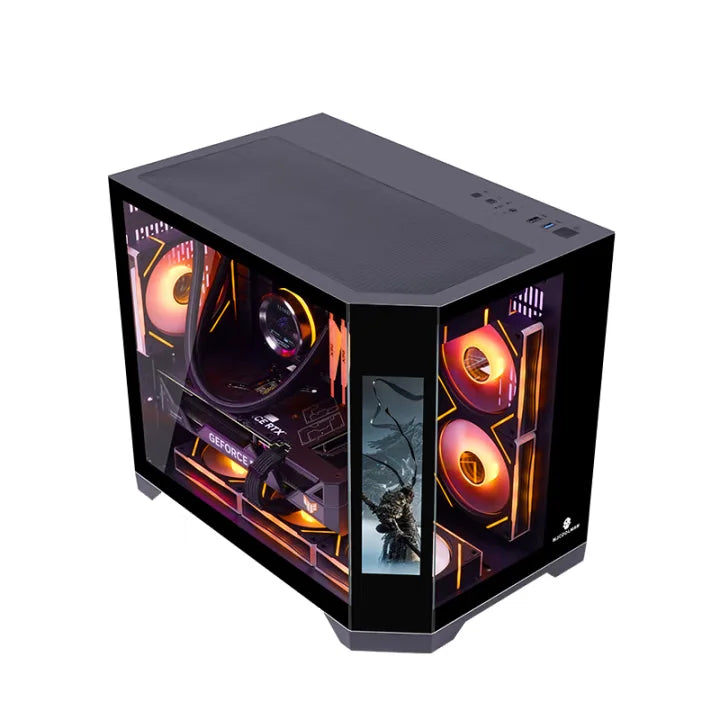 ZeroMaster Mid Tower Desktop Gaming Computer Case MicroATX New Design With LCD Screen Game Video Synchronization For Office Use