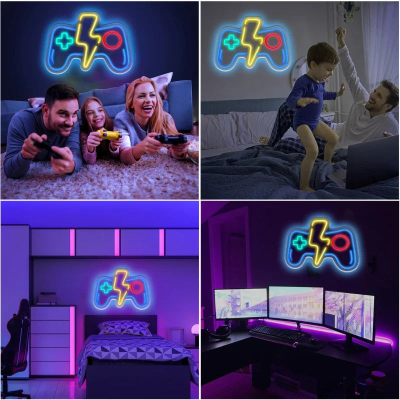 Game Neon Sign Gamepad Controller Neon Signs Gaming Wall Lights Decor for Game Room Lights Children Room Party Decoration lamp