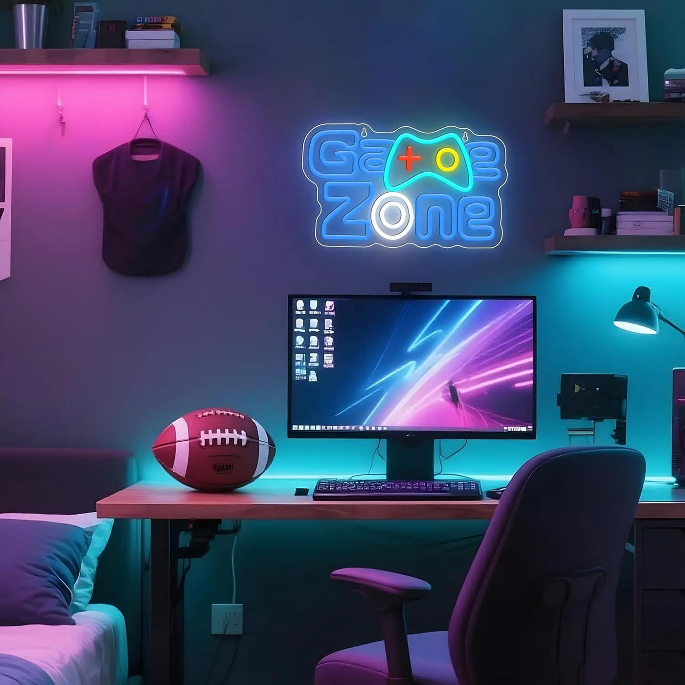 Game Zone Neon Sign Room Decor Art Wall Light USB LED Neon Light for Gaming Room Club Bar Aesthetic Bedroom Decoration Gift