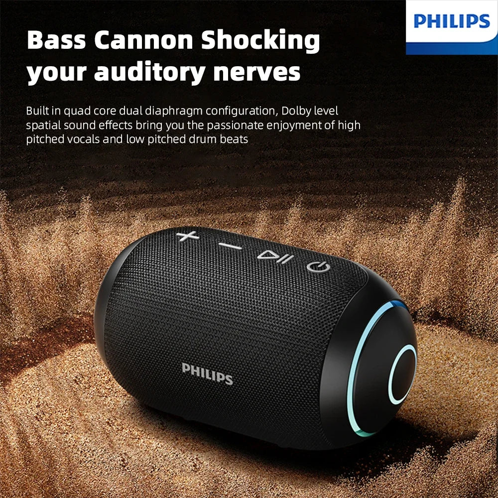 Philips TAS3209 Outdoor Portable Wireless Speaker W/ Colorful Lighting 1800mAh Battery Life Wonderful Sound Music for Camping