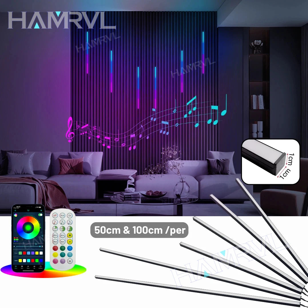 RGB+IC Smart Recessed Lighting Kit Wood Wall Panel Lights for Acoustic Panels, Music Sync, Chasing Effects for Living Gaming Gym