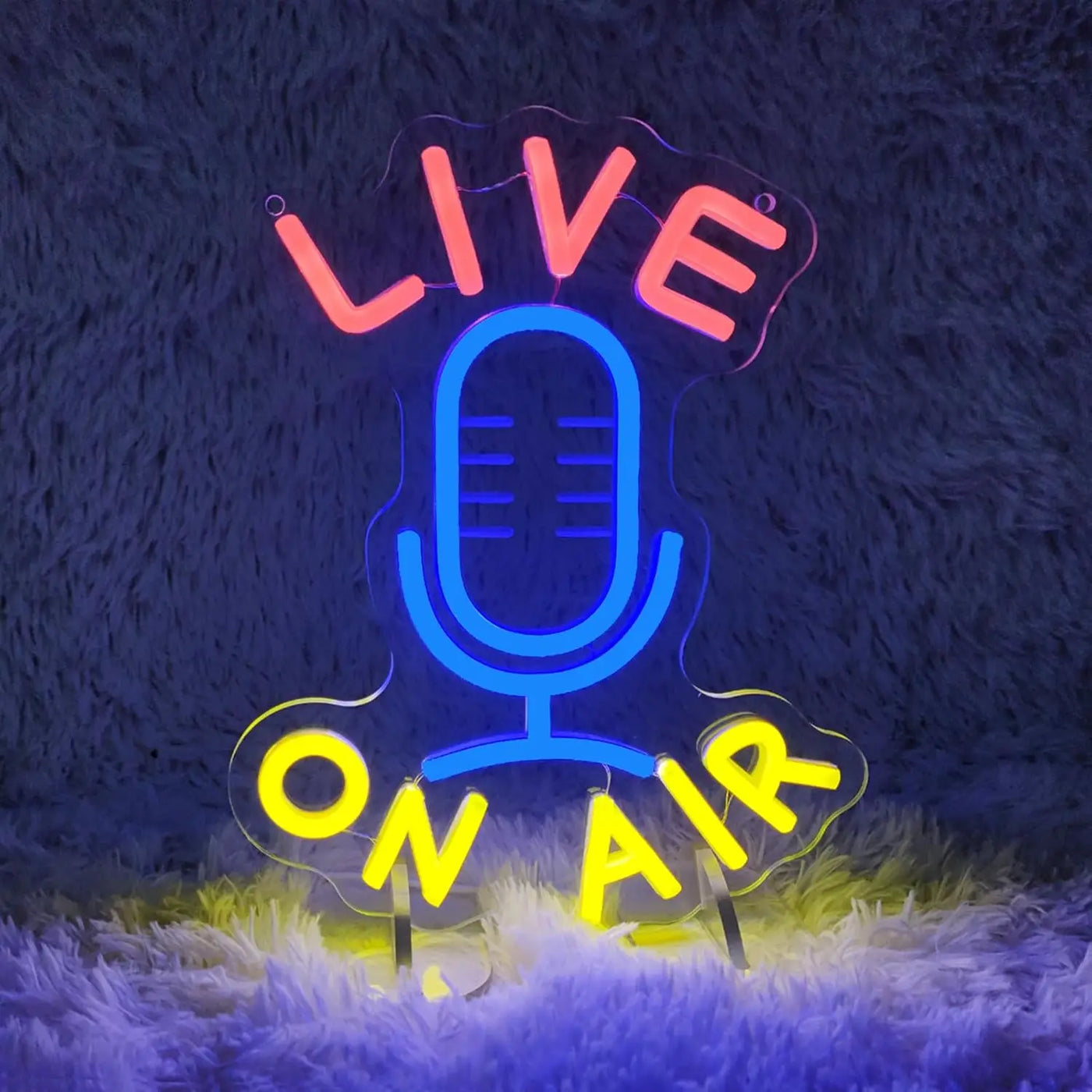 Live on Air Neon Sign LED Neon Light Sign Dimmable for Wall Decor Podcast Live Room Broadcast Room Music Studio Bedroom Decor