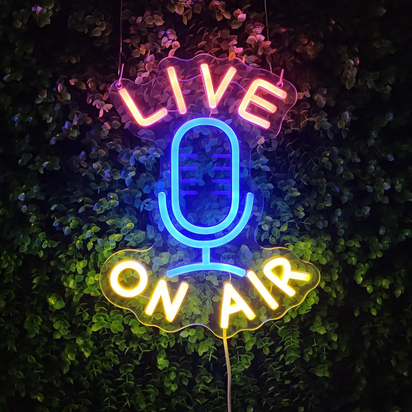 Live on Air Neon Sign LED Neon Light Sign Dimmable for Wall Decor Podcast Live Room Broadcast Room Music Studio Bedroom Decor