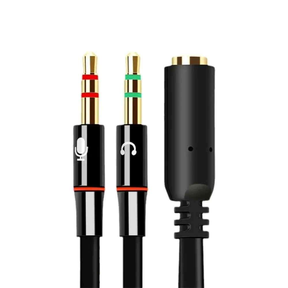 3.5mm Headphone Microphone Audio Splitter Female to Dual 2 Male Y Cable Converter Adapter For Computer PC Laptop Gaming Headset