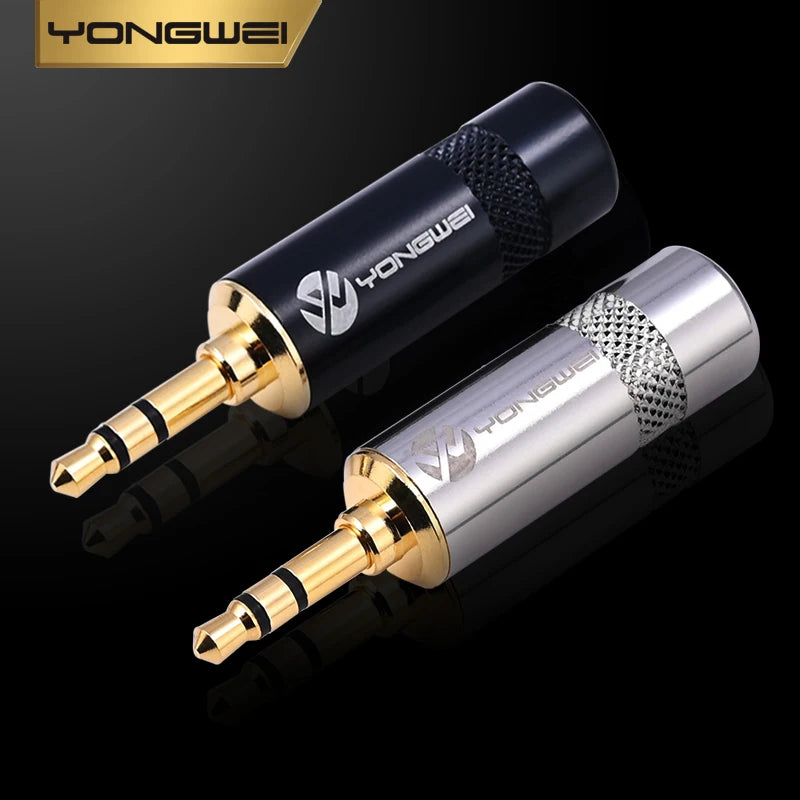 YONGWEI 3.5mm TRS gold plated audio plug 3.5 aux headphone car headset computer MP3 3-polos,  DIY welded female plug
