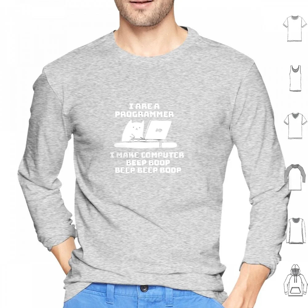 I Are Programmer Computer Cat Beep Boop Hoodie Cotton Long Sleeve Programmer Software Engineers I Are Programmer I