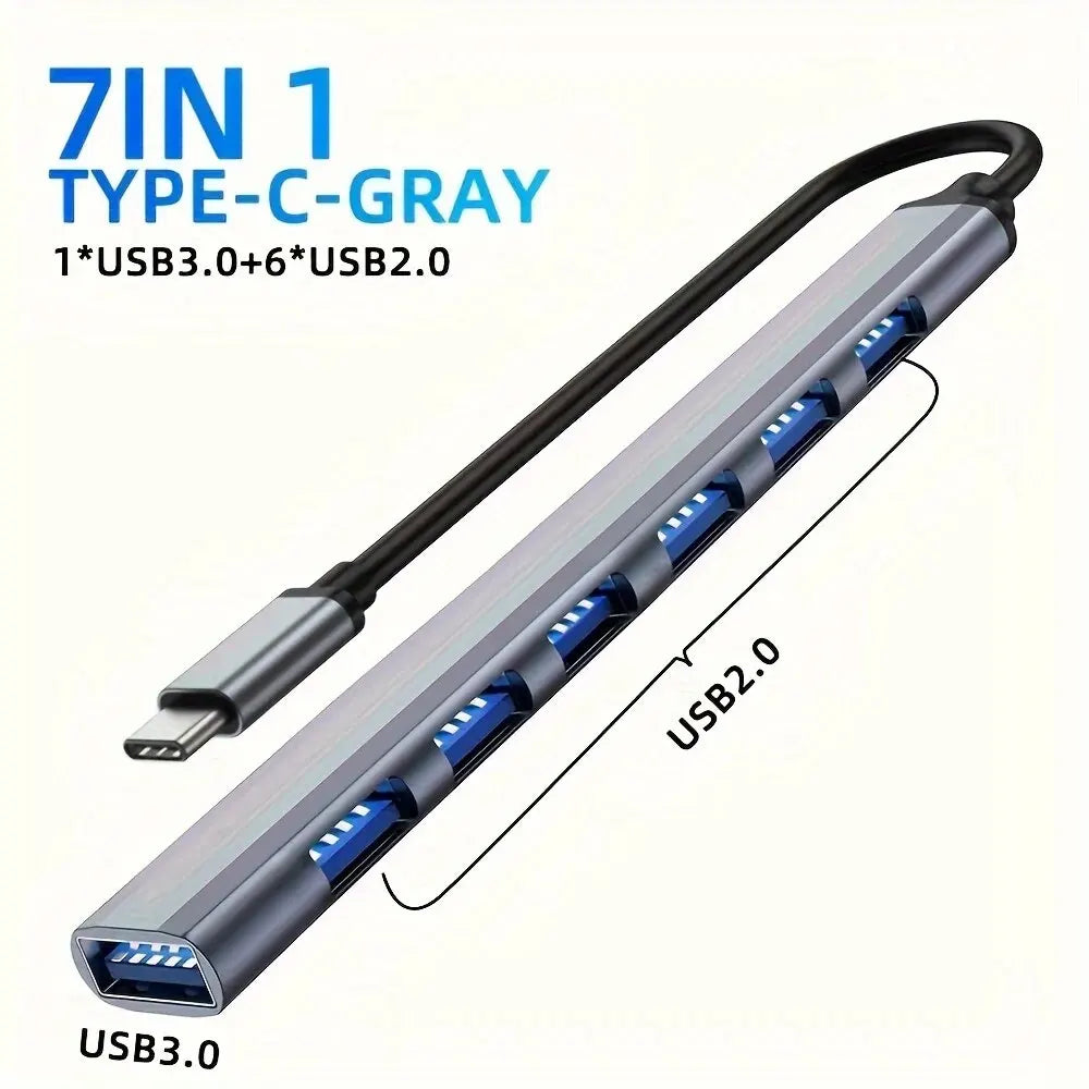 USB 3.0 HUB Type C to 7 Port USB HUB USB3.0 Adapter Multi Splitter High Speed 5 Gbps With PD USB C For Macbook Pro Air PC Laptop