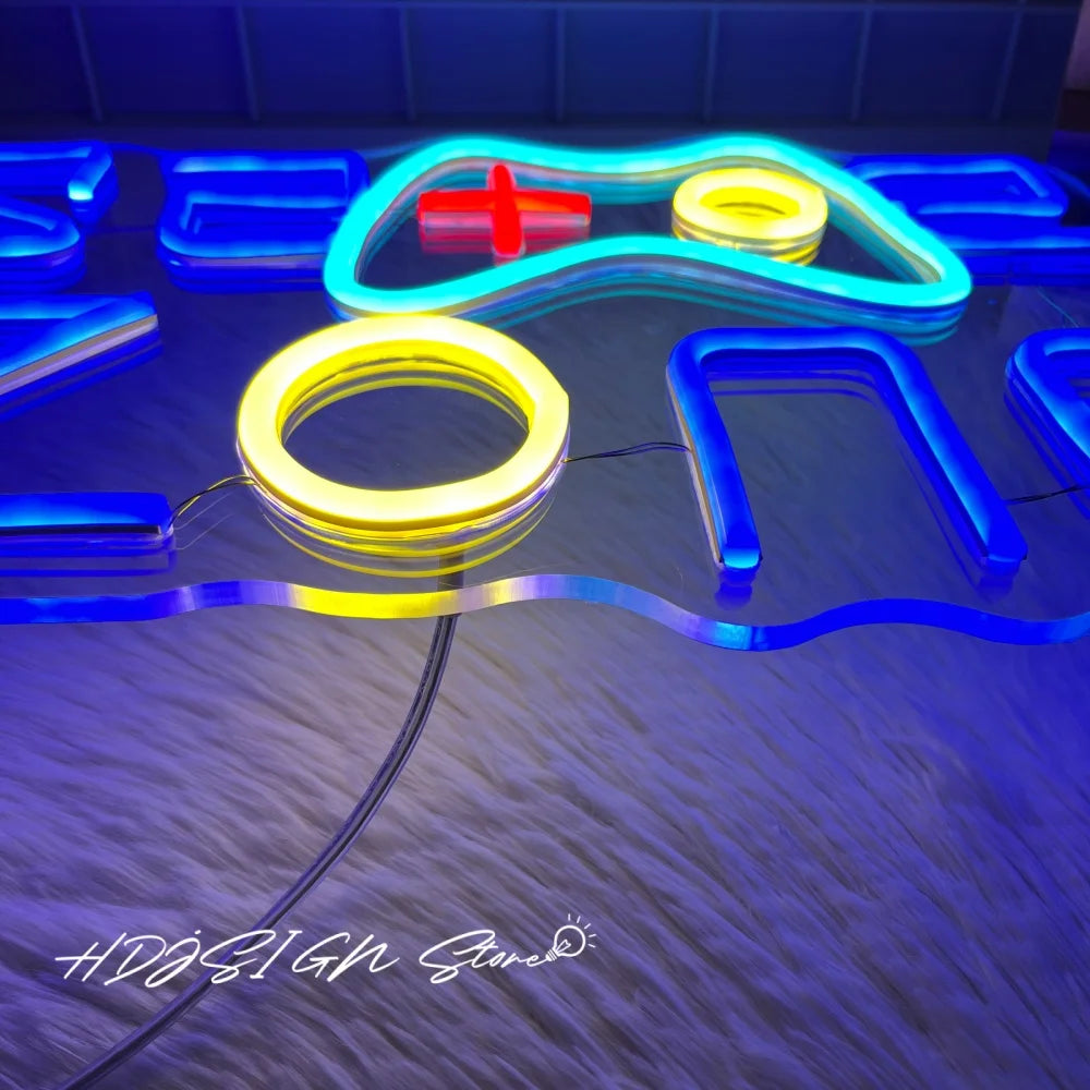 Game Zone Neon Sign Led Lighting Game Room Decor Led Light Letters Gaming Decorations USB Wall Hanging Decor