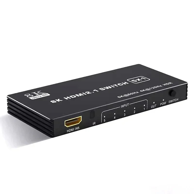 8K 60Hz HDMI 2.1 Switch 5x1 HDMI Switcher Video Converter 4K 120Hz 5 in 1 Out HDR10 3D for Xbox PS5 Laptop PC To TV Projector