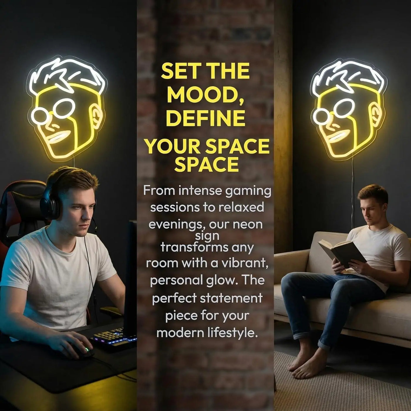Superhero Head Silhouette Neon Sign USB Dimmable Comic Style LED Neon Light Wall Decor for Man Cave Gaming Room Bedroom Home Bar