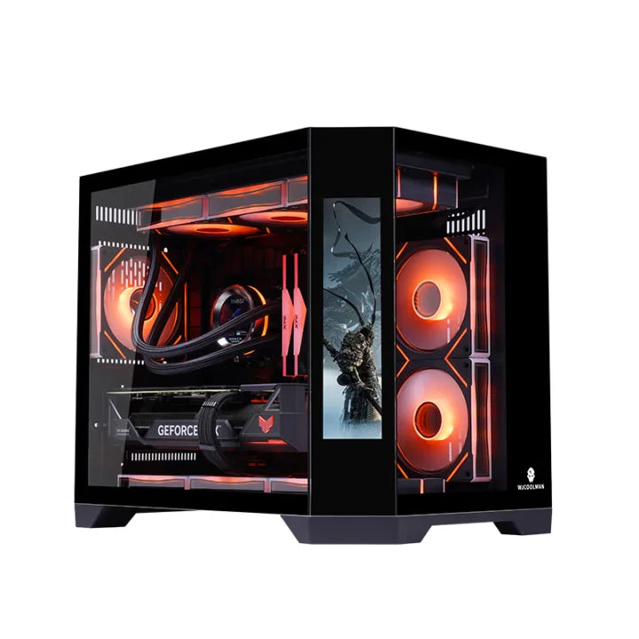 ZeroMaster Mid Tower Desktop Gaming Computer Case MicroATX New Design With LCD Screen Game Video Synchronization For Office Use