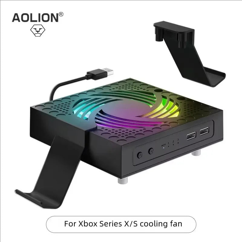 Aolion RGB Cooling Fan Host Dust Proof Cover Mesh Filter Jack Stopper Kit For Xbox Series X Game Console Handle Rack Accessories