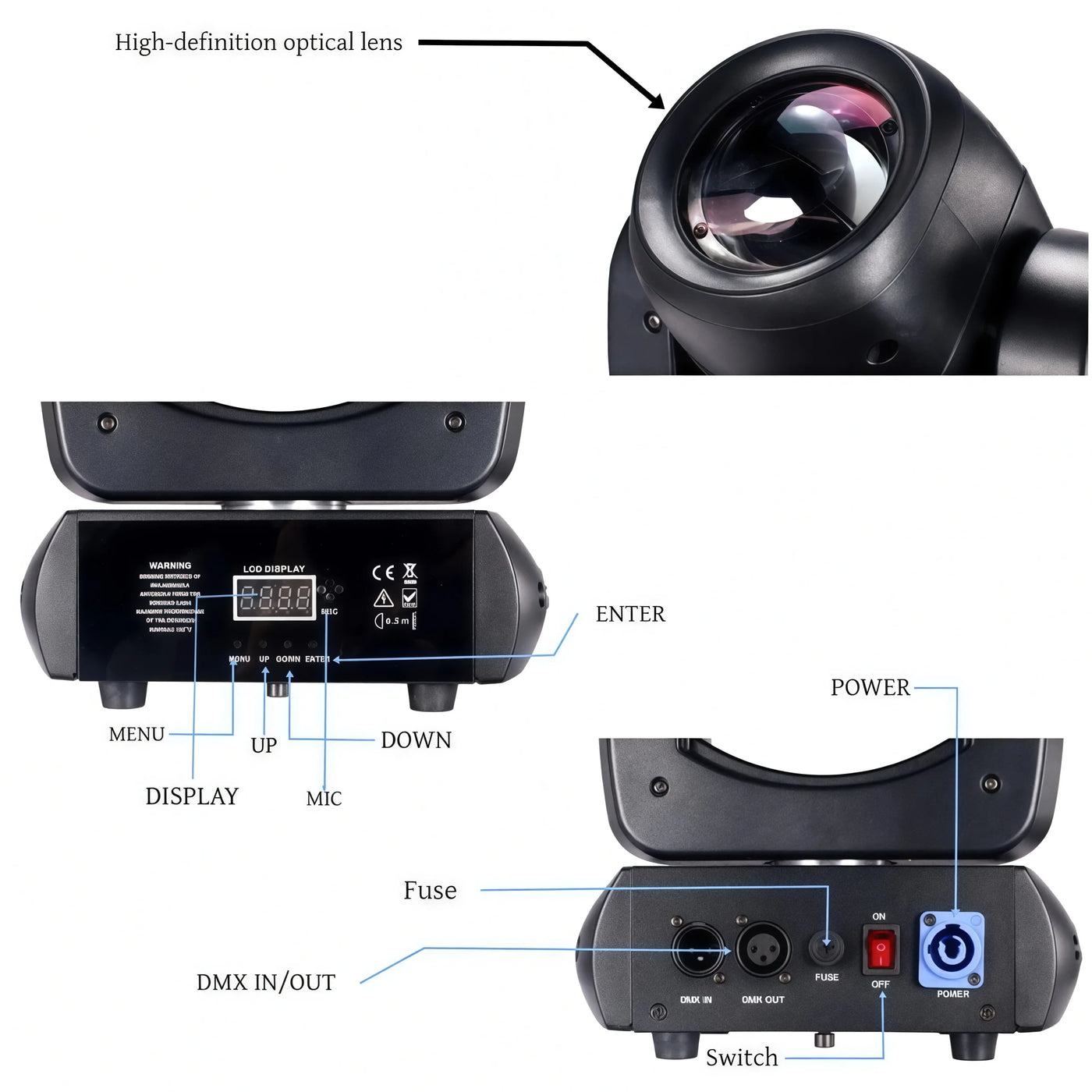 Moving Head Stage Light 120W LED With Sound Activated DMX512 Control Professional DJ Spotlight For Disco Events Church Show Bar