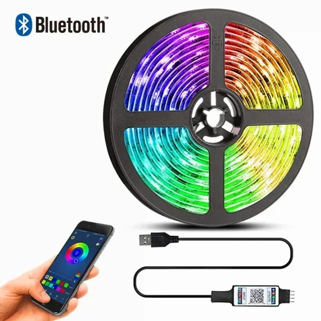 1-30m Bluetooth App RGB 5050 Led Strip Light  5V USB Led Tape Flexible Ribbon Diode Tape for TV Backlight Gaming Room Decoration
