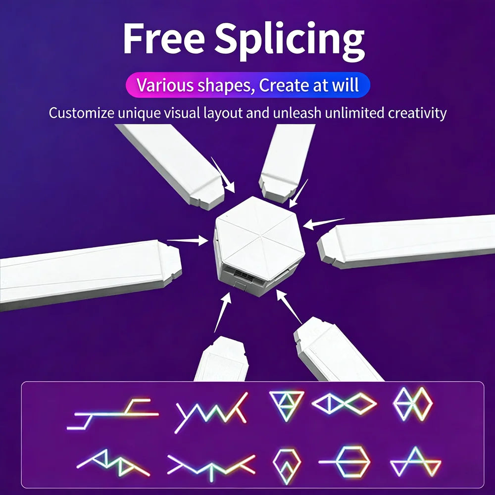 DIY 5V Smart Splicing Quantum Light RGB Creative Gaming Ambient Light Wall Decor Night Light USB Light Strip Music Rhythm Sync