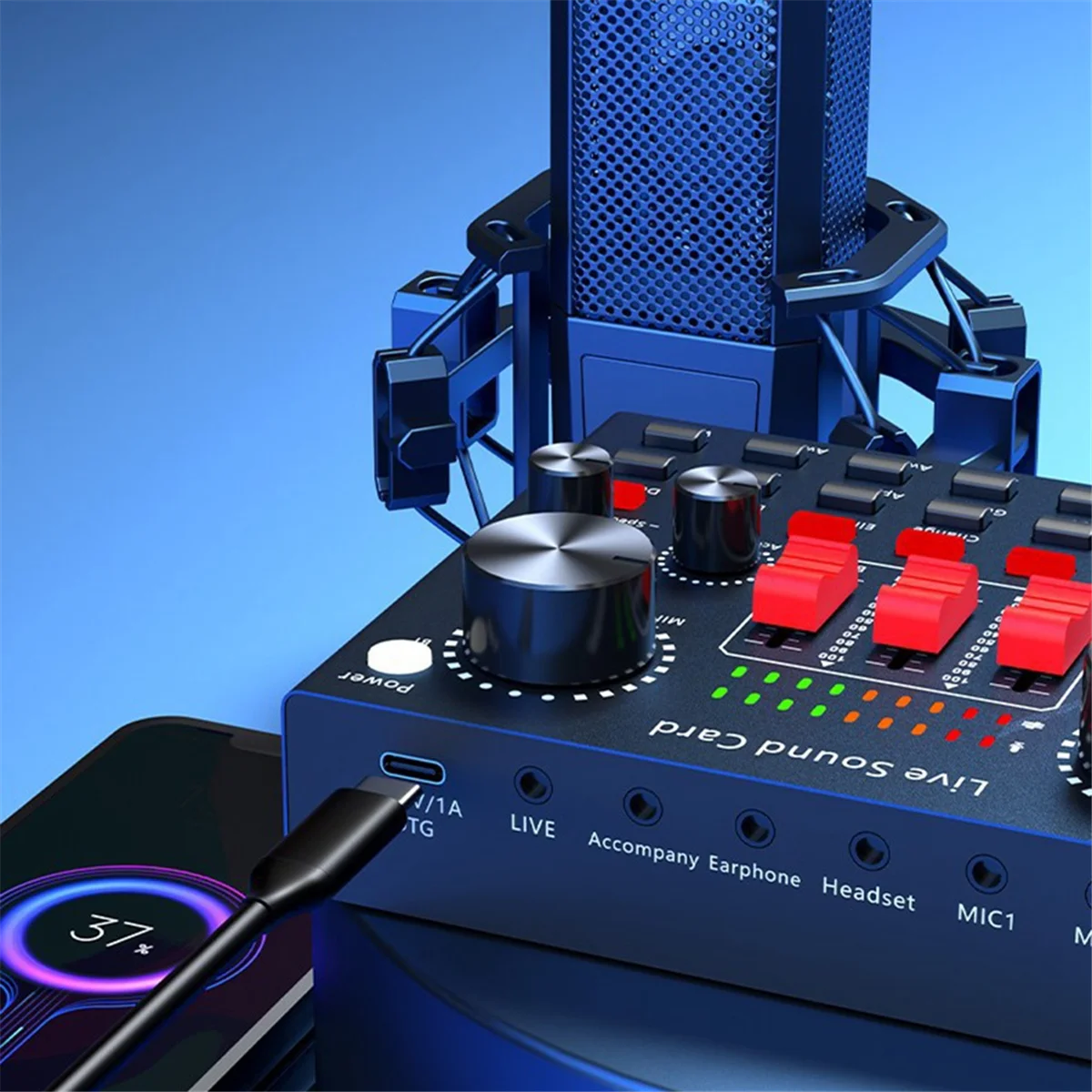 M86K V8K Audio USB External Sound Card Multi Portable Microphone Live Broadcast Sound Card for Mobile Phone Computer