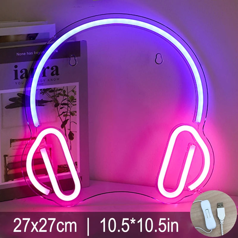 Music Records Neon Sign Light LED Letter Note Sign Decoration Lamp for Room Studio Party Club Podcast Wall Hanging Night Light