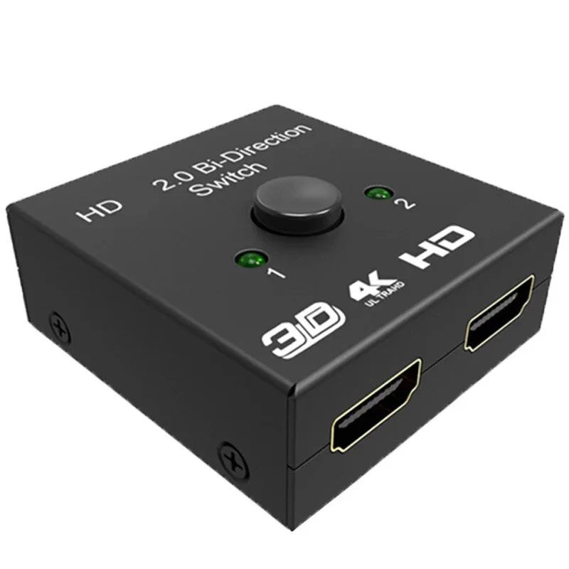 HDMI-compatible Switch 2 Ports 4K 120Hz 2 In 1 Out/1 in 2 Out Video Splitter for Laptop PC Xbox TV Box to Monitor TV Projector