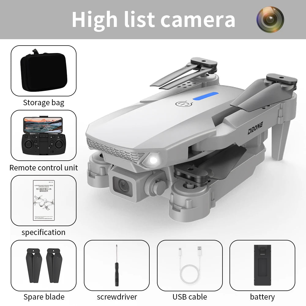 2025 E88 Pro Drone Profesional HD 4K RC Airplane Dual-Camera Optical flow Localization RC Quadcopter Airplane Helicopter Boy Toy