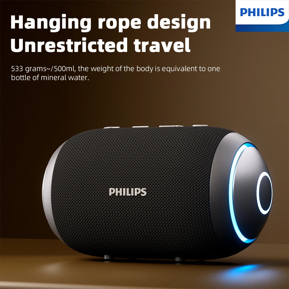 Philips TAS3209 Outdoor Portable Wireless Speaker W/ Colorful Lighting 1800mAh Battery Life Wonderful Sound Music for Camping