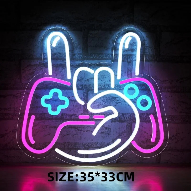 Game Neon Sign Gamepad Controller Neon Signs Gaming Wall Lights Decor for Game Room Lights Children Room Party Decoration lamp