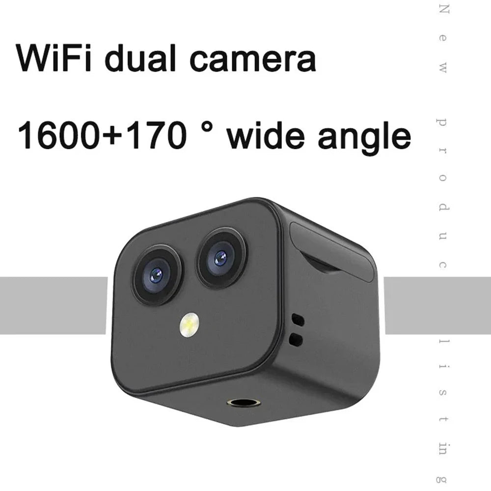 4K WiFi Camera Wireless Monitor Camera Dual Lens 170° Wide Angle APP Remote Two-Way Intercom Built-in Battery Magnetic Wireless