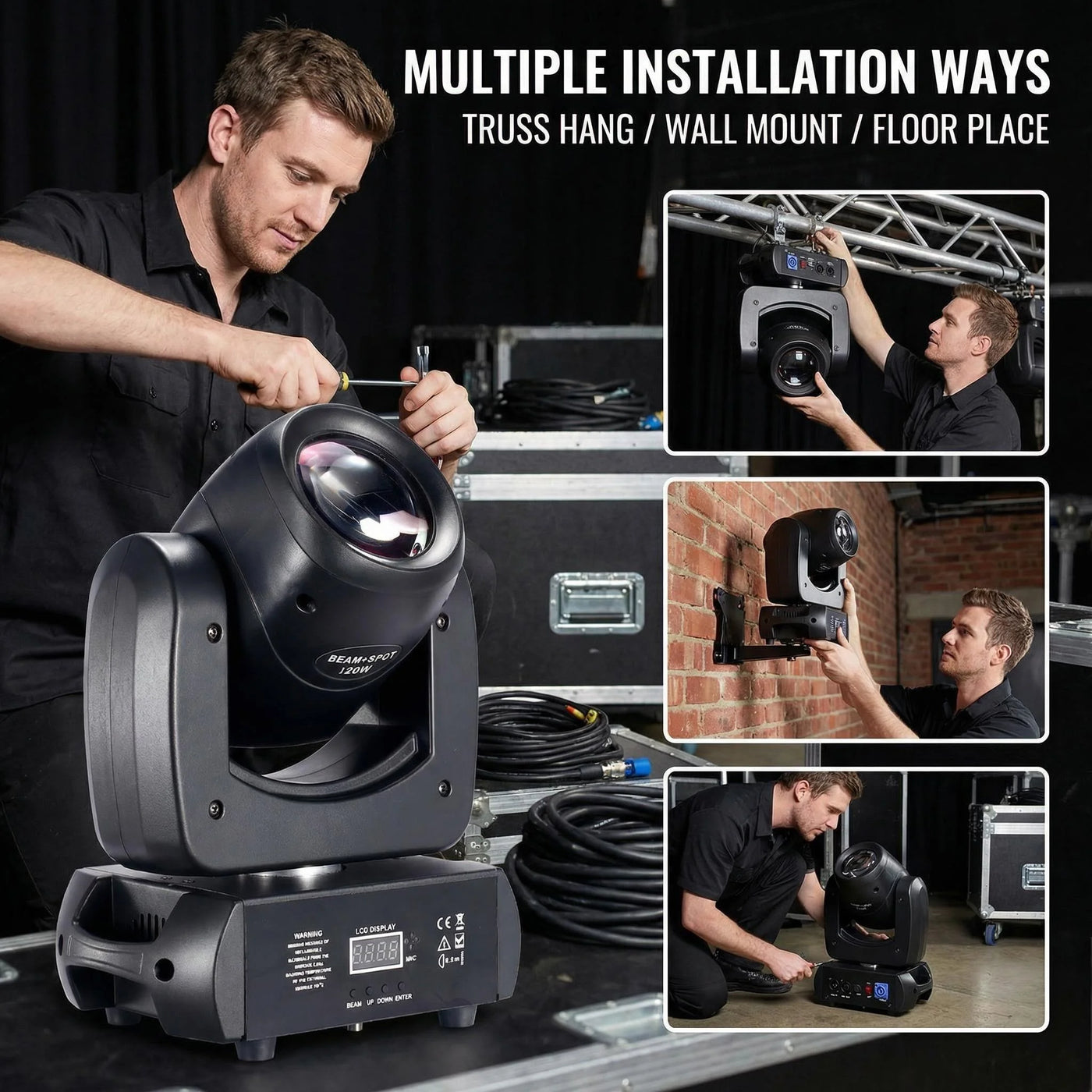 Moving Head Stage Light 120W LED With Sound Activated DMX512 Control Professional DJ Spotlight For Disco Events Church Show Bar