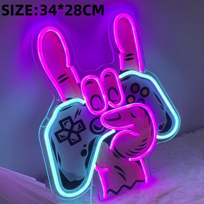 Game Neon Sign Gamepad Controller Neon Signs Gaming Wall Lights Decor for Game Room Lights Children Room Party Decoration lamp