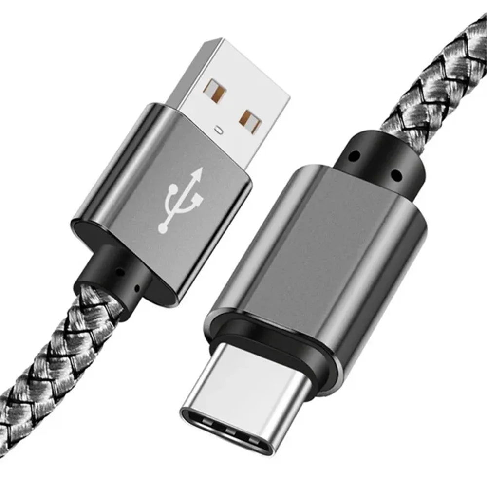 Nylon Data Cable Fast Charger USB A to Type C Charging Cable For Huawei Samsung   Android phone TypeC Charging Device 1M 2M 3M