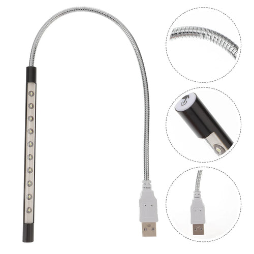 2Pcs USB Desk Light 10-LED Powerful Brightness Night Lamp Flexible Adjustable Keyboard Light Portable Computer Lamp for Office
