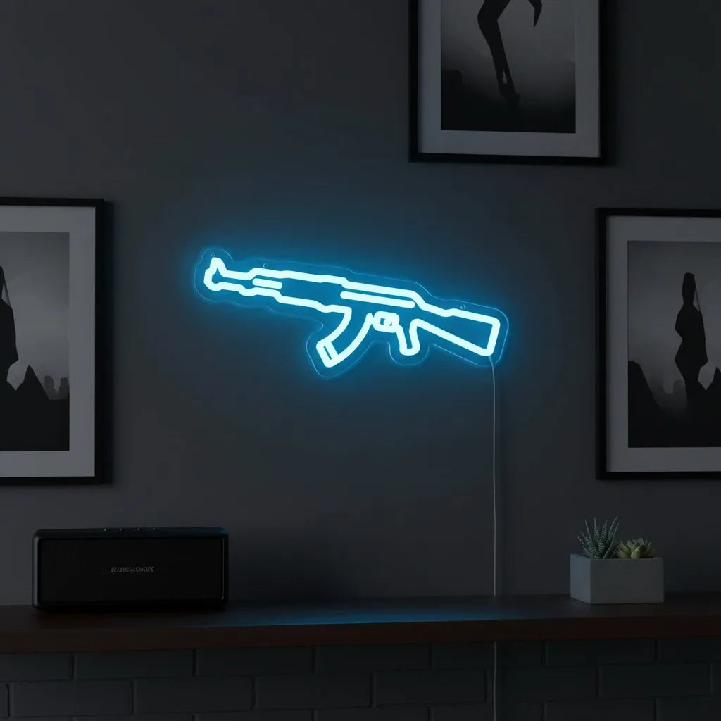 AK Shape Neon Sign - USB-Powered Wall Mounted Gaming Decor with Switch Vibrant E-Sports/Party/Game Room Lighting Wall Decoration