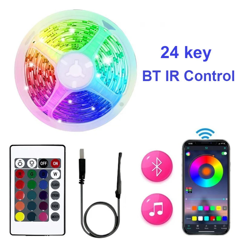 Smart RGB Gaming Light Strip USB 5V 5050 Music Sync Remote & APP Control Christmas Lights Flexible Tape Gaming Room TV Backlight