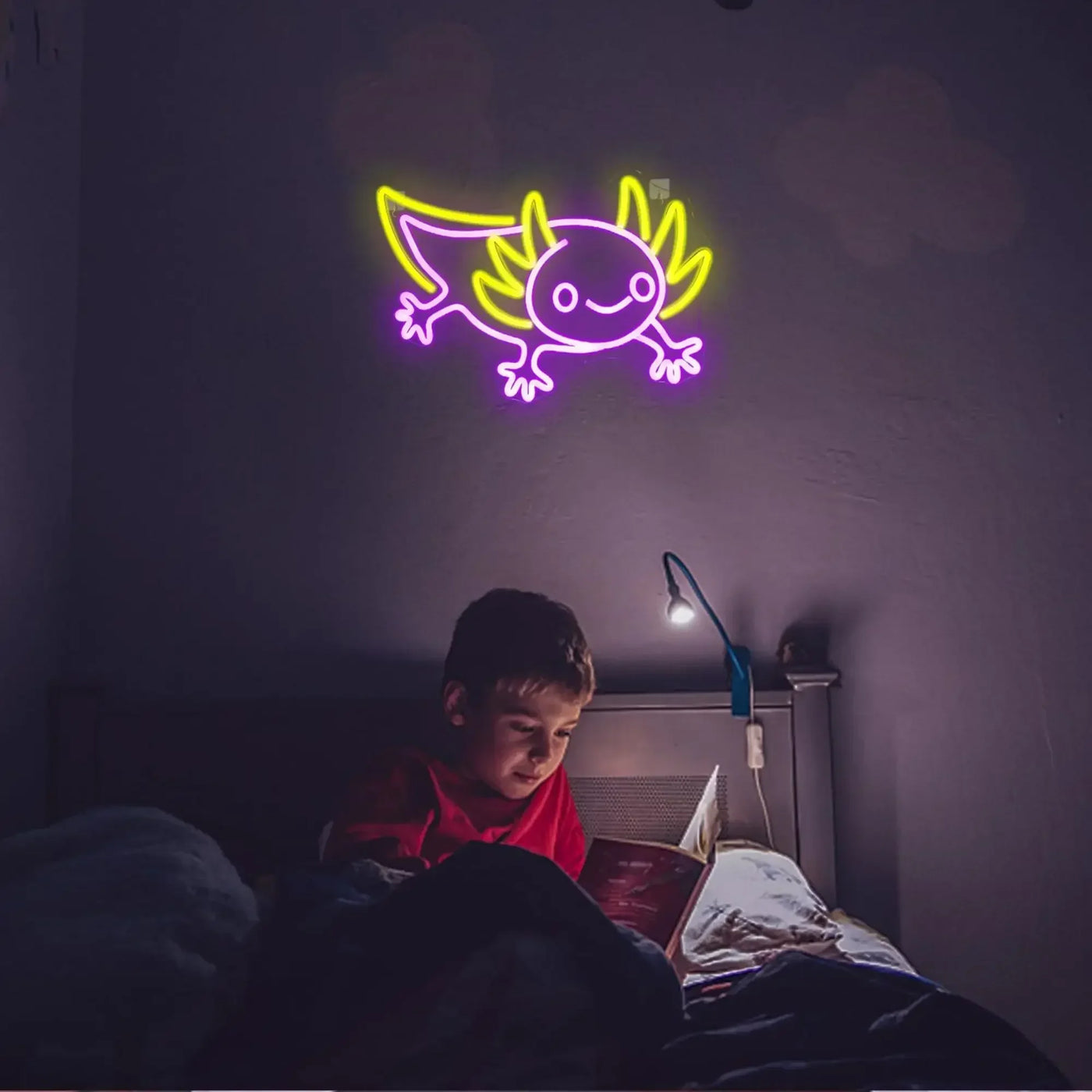Cute Axolotl Neon Sign LED Wall Art for Bedroom Gaming Room Bar Unique Animal Lamp Symbol of Luck Good Vibes Night Light Gift