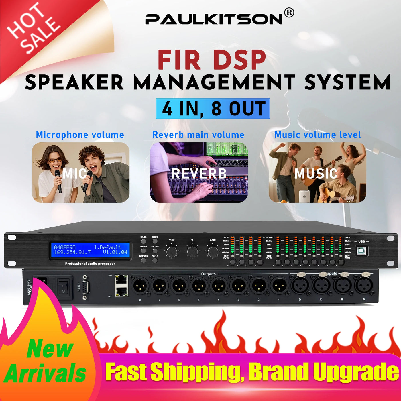 Paulkitson MC48 Digital Audio Processor DriverRack 4In 8Out 96K DSP FIR Speaker Management System