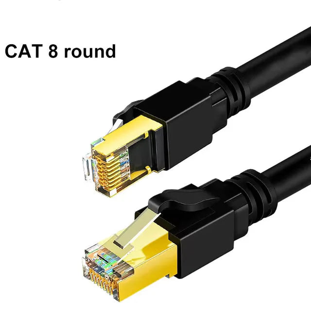 Cat 8 Ethernet Round Cable LAN Network Cat8 Rj45 Speed Network Cable 40Gbps Flat Cable 2000Mhz 26AWG For Router Pc Ps4 Tv Laptop