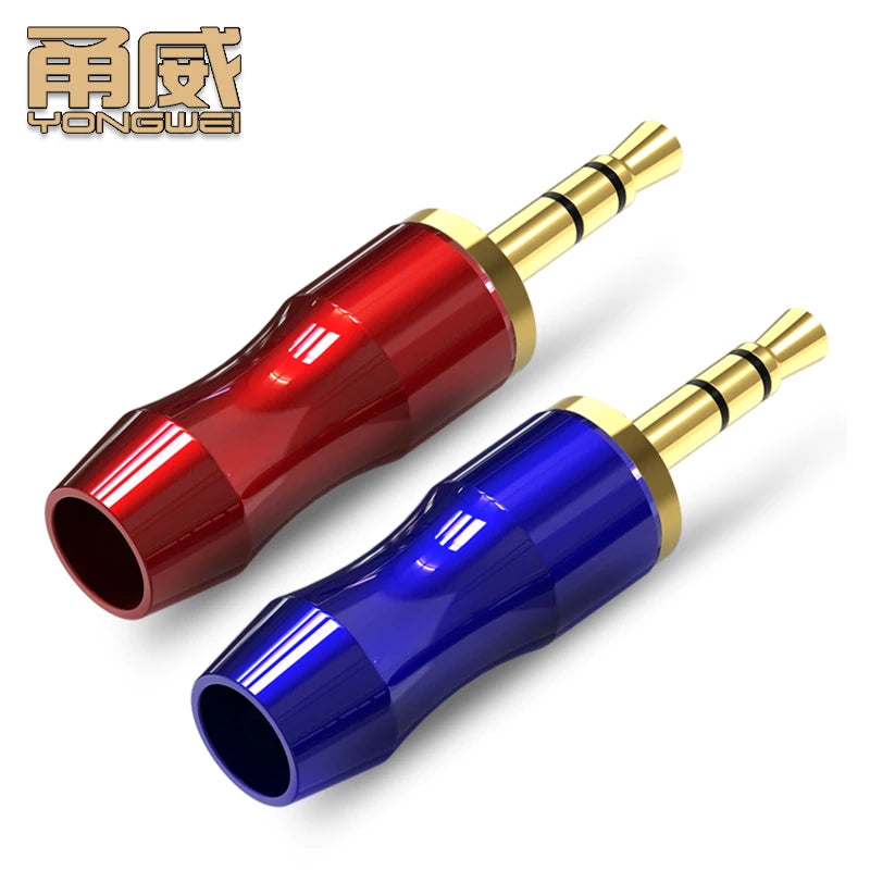YONGWEI gold-plated 3.5mm audio plug stereo AUX car audio system computer head-mounted headset audio cable repair welding head