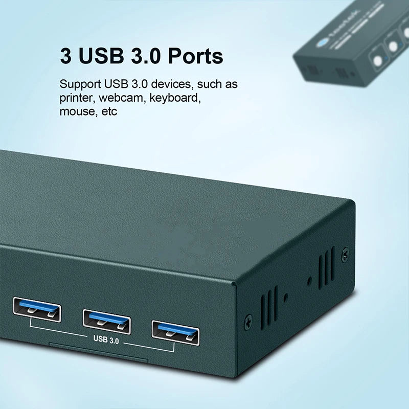 4 Port KVM Switch USB HDMI Switcher 4Kx2K@60Hz for 4 Computers Sharing 1 HD Monitor and 3 USB Devices Keyboard Mouse Printer