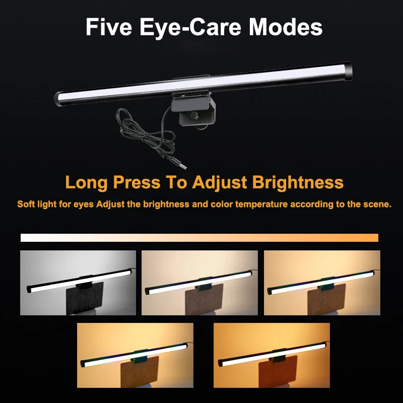 30CM Screen Hanging Lights Monitor Light Bar LED Computer RGB Atmosphere Table Lamp for Work Study Read Gaming Stepless Dimmable