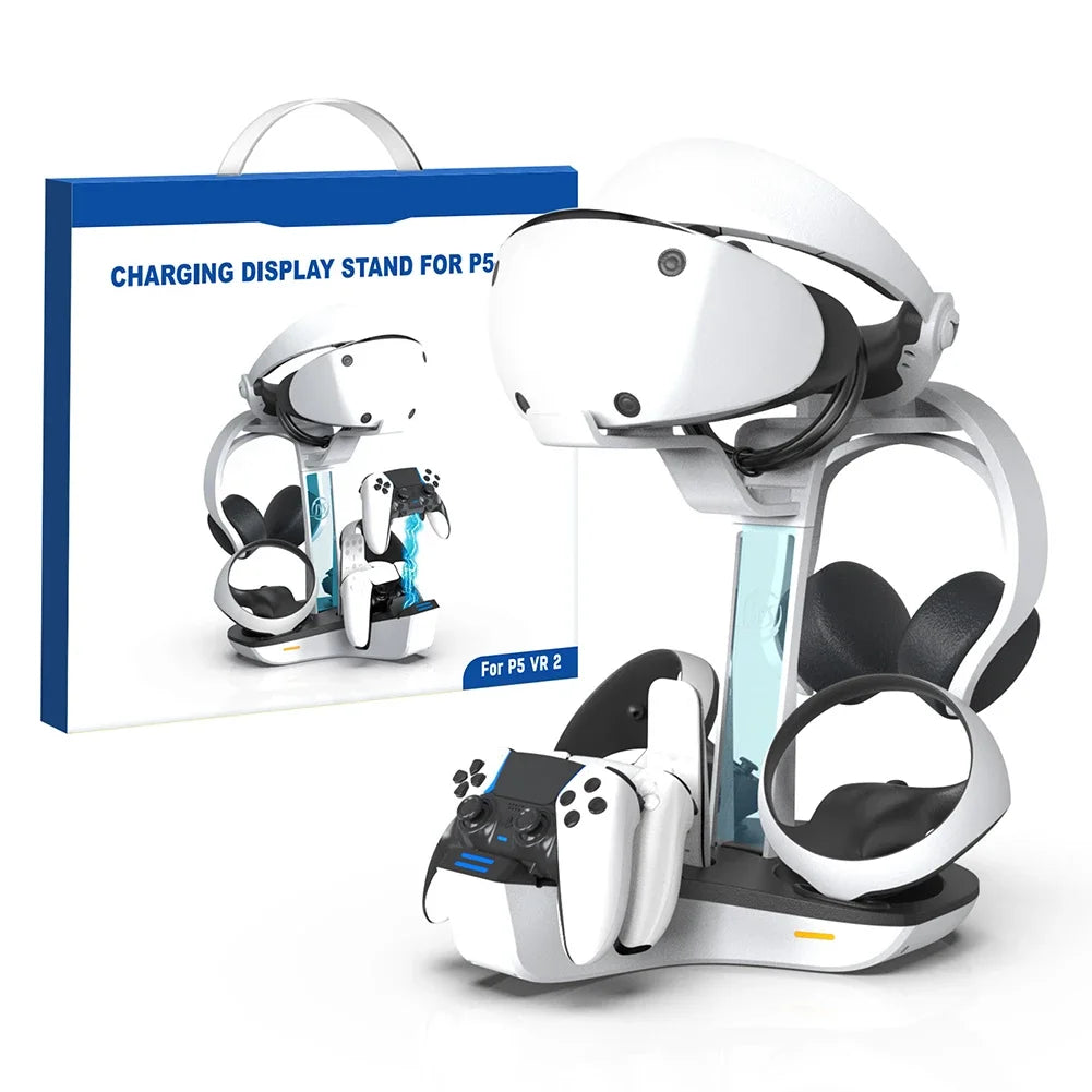 Charging Dock for PS5 PS VR2 Headset Stand Controller Charger Station LED Indicator Light Storage Helmet Earphones Bracket