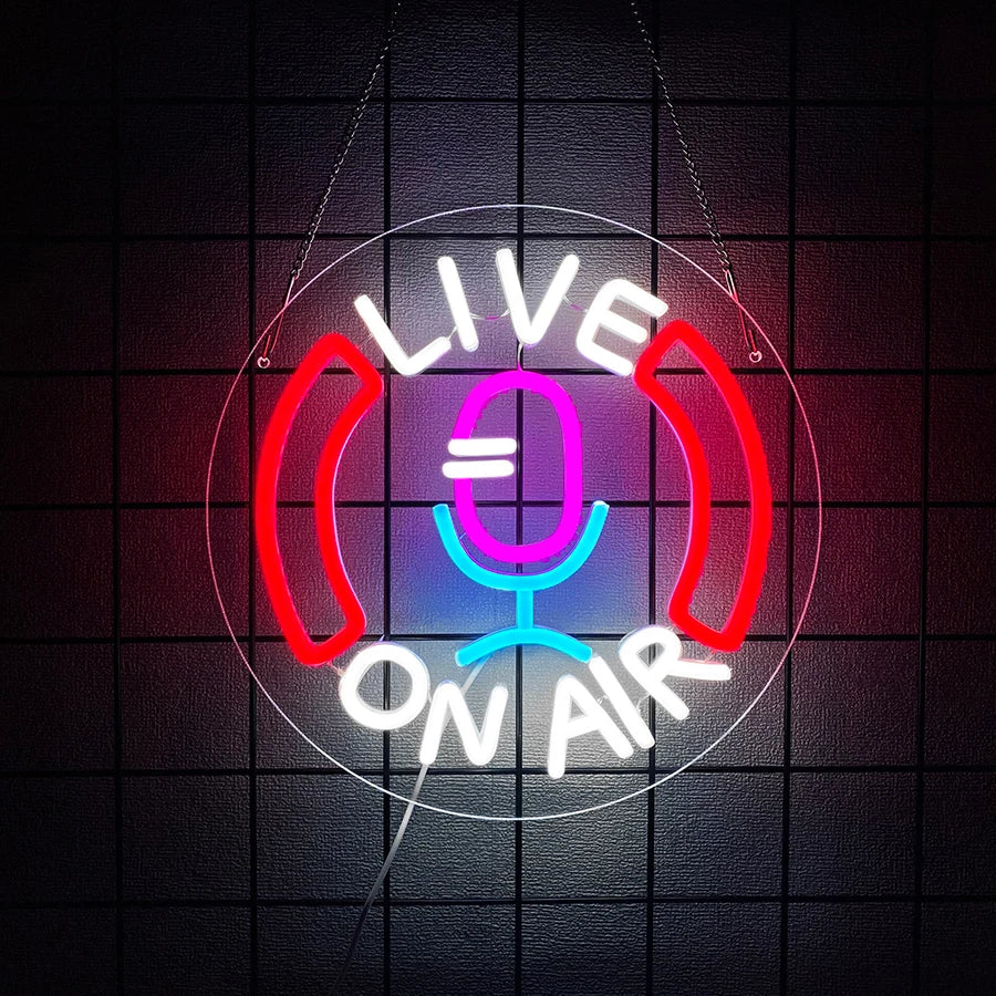 On Air Neon Sign, Led Live Recording Light Icon, Used For Decor Of Game Room, Studio, Bar And Podcast Wall Decor,USB Powered