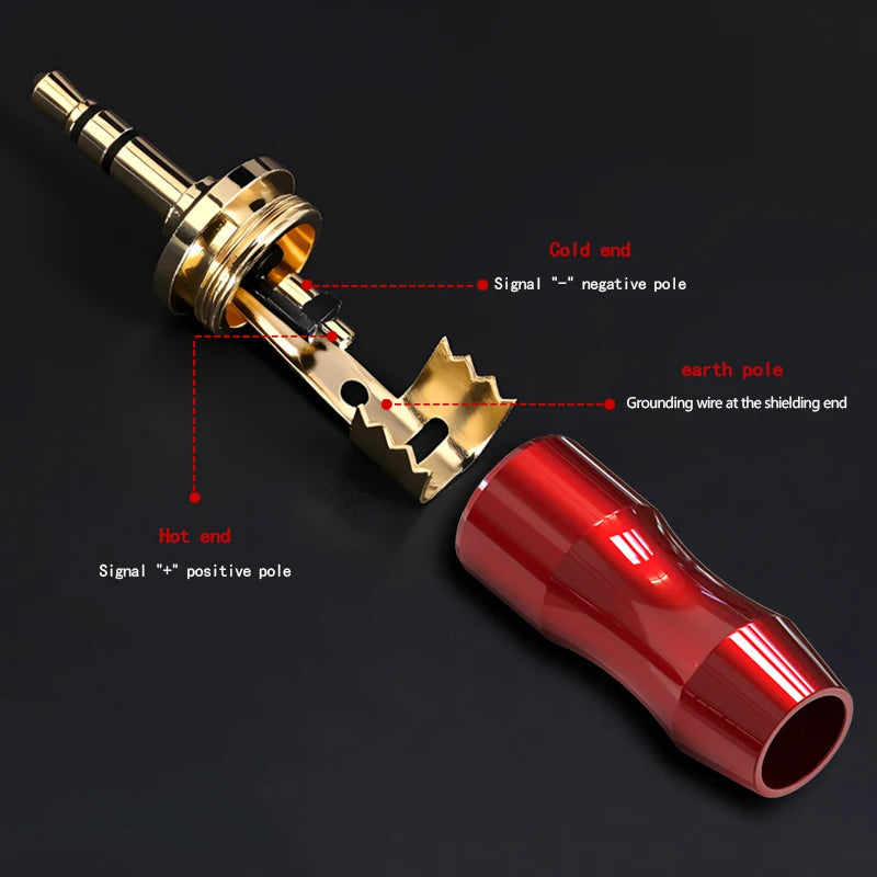 YONGWEI gold-plated 3.5mm audio plug stereo AUX car audio system computer head-mounted headset audio cable repair welding head