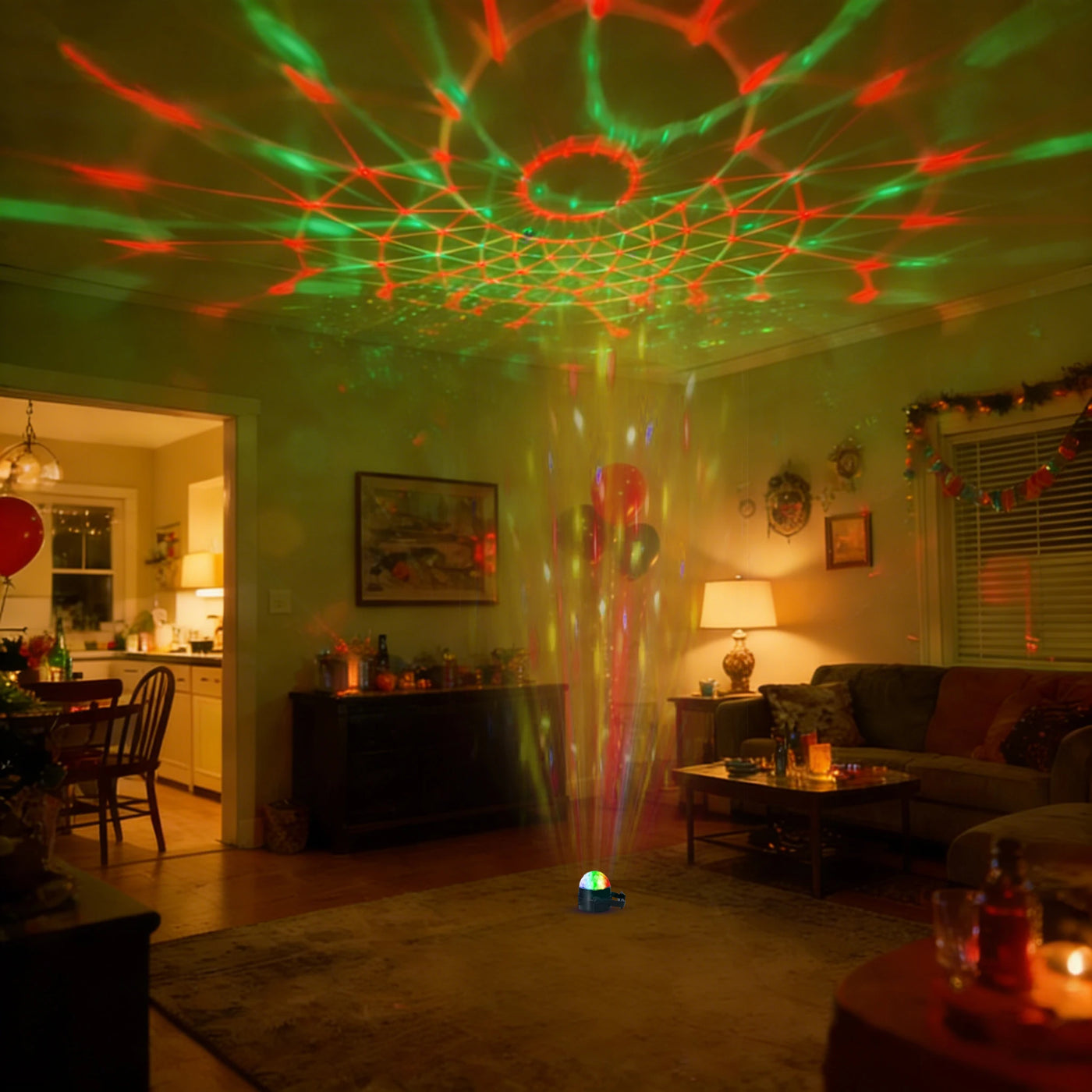 LED Disco Ball Party Light with Remote, Sound Activated RGB Strobe Lamp, 7 Modes Rotating DJ Light for Home, Bar, KTV, Birthday,
