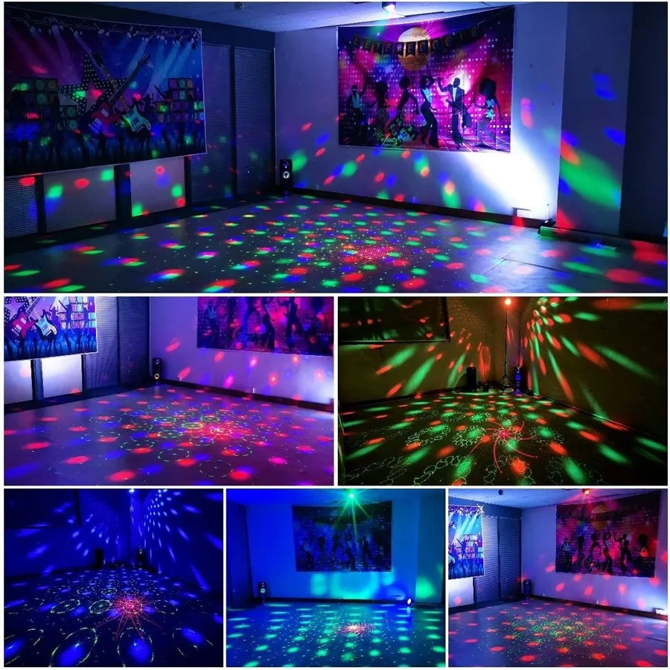 Dj Party Disco Ball Light with Patterns and Sound-Activated Laser Projection Light, USB Cable, Led Stage Strobe Light That Synchronizes with Music, Christmas Party/Home Karaoke/Dance/Club Bar Light