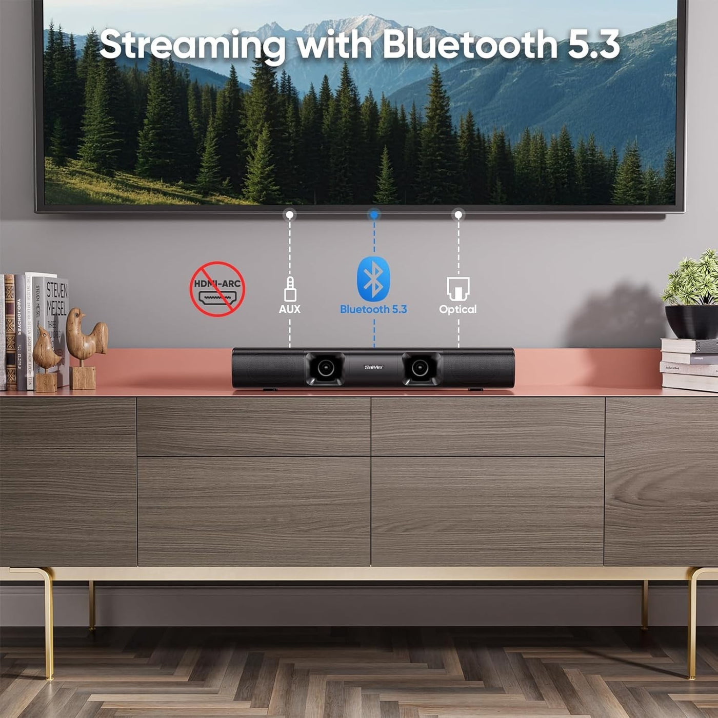 FAZE1 Soundbar, 90W Compact Sound Bar with Subwoofer, 2.1Channel Home Theater
