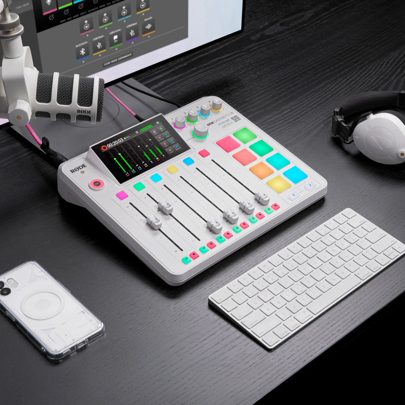 Rode RODECaster Pro II White Podcast Production Console with 4x StreamEye PDM-3